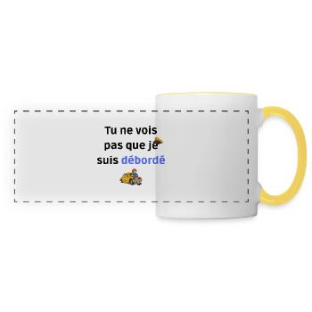 Tu ne vois pas que je suis débordé - Mug panoramique contrasté et blanc - blanc/jaune - Devant