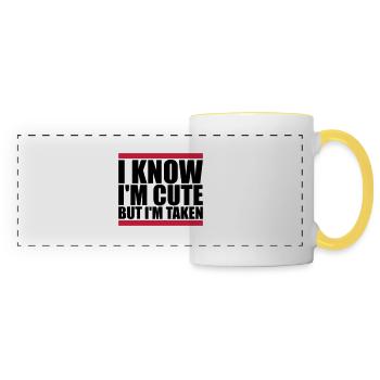 citation mignonne mais prise - Mug panoramique contrasté et blanc - blanc/jaune - Devant