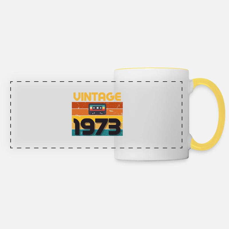 1973 Cassette vintage rétro - Mug panoramique contrasté et blanc - blanc/jaune