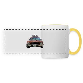 vieille voiture auto USA - Mug panoramique contrasté et blanc - blanc/jaune - Devant