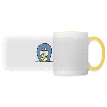 Pingouin à la crème glacée - Mug panoramique contrasté et blanc - blanc/jaune - Devant