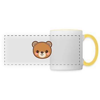 Knuffige Kuschelzeit: süsser Teddybär - Panoramatasse - Weiß/Gelb - Vorne