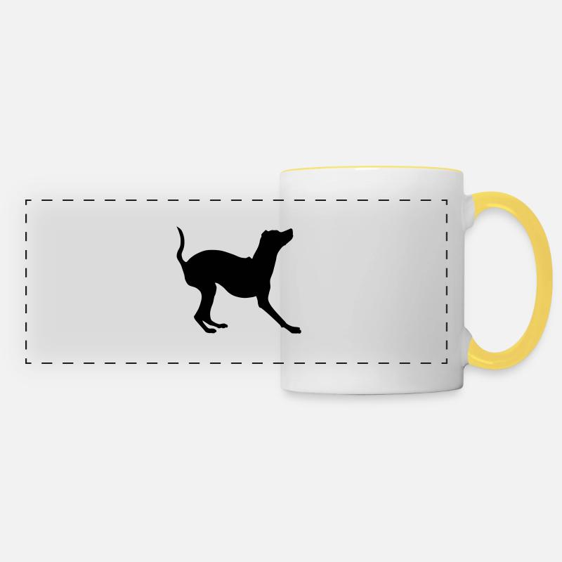 Pinscher Silhouette miniature 1 - Mug panoramique contrasté et blanc - blanc/jaune