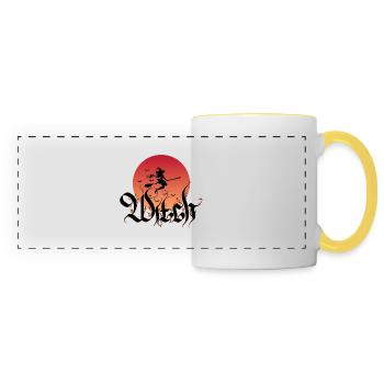 Les vibrations d’Halloween de la reine sorcière! - Mug panoramique contrasté et blanc - blanc/jaune - Devant