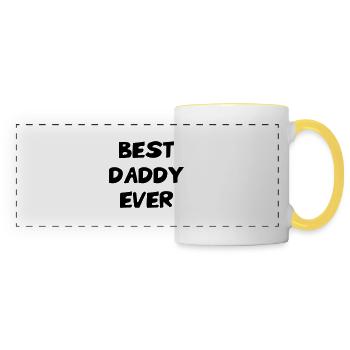Meilleur Papa - Bester Papa aller Zeiten - Panoramatasse - Weiß/Gelb - Vorne