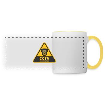 Security cameras in use symbol icon. Fixed CCTV - Panoramic Mug - white/yellow - Front