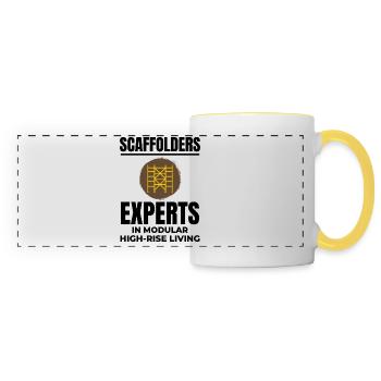 Plate-forme d’échafaudage d’échafaudage de constructeur d’échafaudages - Mug panoramique contrasté et blanc - blanc/jaune - Devant