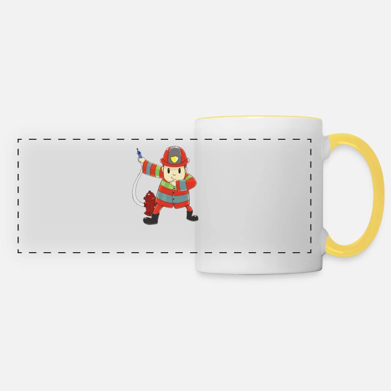 Dabbing dab fireman funny gift funny - Panoramic Mug - white/yellow