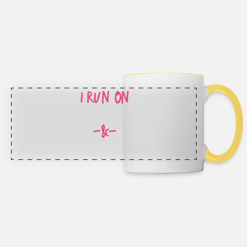I Run On Coffee And Feminism - Panoramic Mug - white/yellow