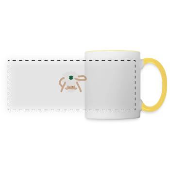 Kiss Me Im Irish Sheep Funny St Patricks Day Pun - Panoramic Mug - white/yellow - Front
