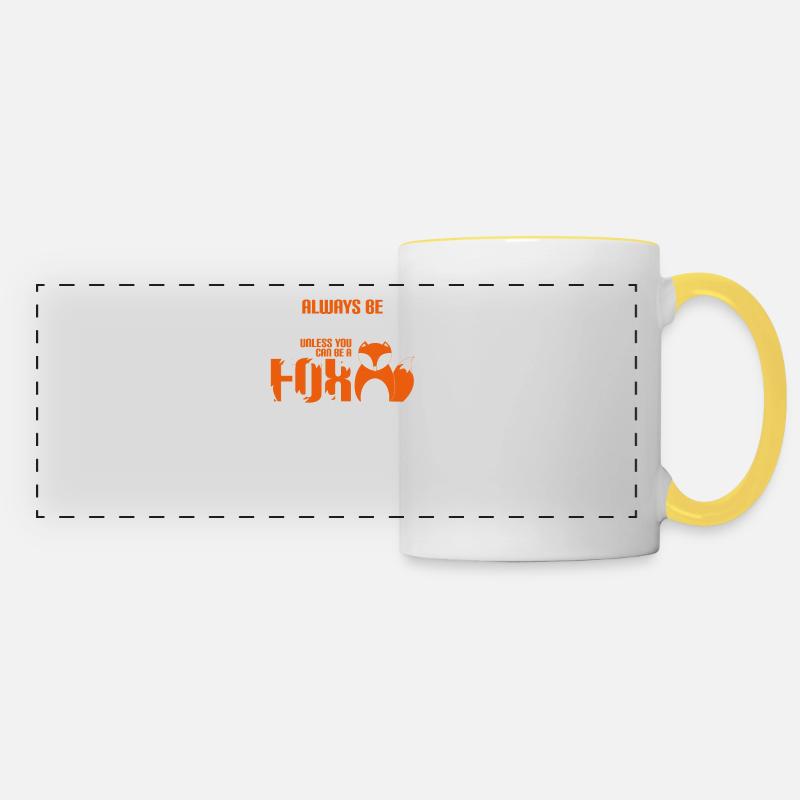 ALWAYS BE YOURSELF - FOX - FOX - CHILDREN - FUNNY - Panoramic Mug - white/yellow