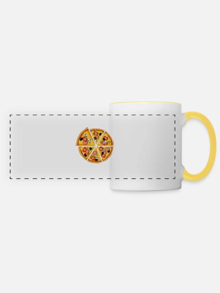 Pizza Motiv Mathe Radius - Panoramatasse - Weiß/Gelb