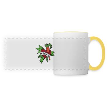 Vegan heart with carrot and lettuce - vegetarian - Panoramic Mug - white/yellow - Front