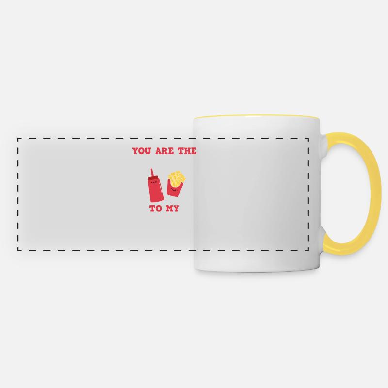 Le Ketchup à mes frites T-shirt mignon de couples - Mug panoramique contrasté et blanc - blanc/jaune