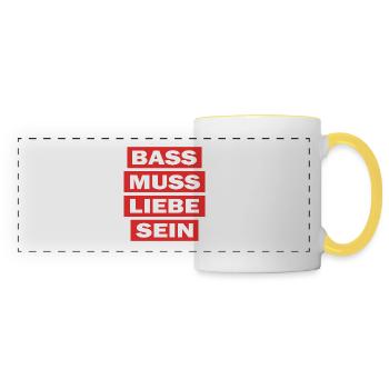 Bass must be love - techno electro music - Panoramic Mug - white/yellow - Front