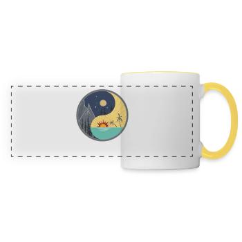 Yin Yang / jour et nuit - Mug panoramique contrasté et blanc - blanc/jaune - Devant