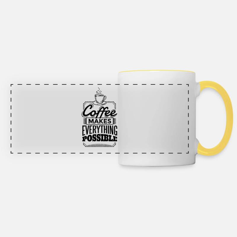Kaffee macht alles möglich - Panoramatasse - Weiß/Gelb