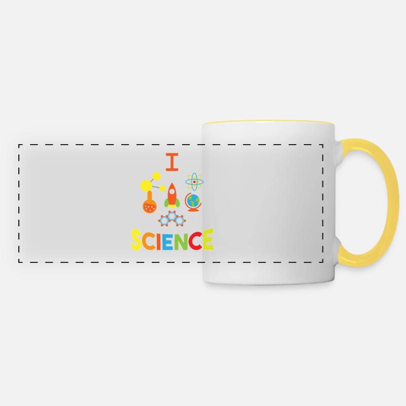 J'aime la science - Mug panoramique contrasté et blanc - blanc/jaune