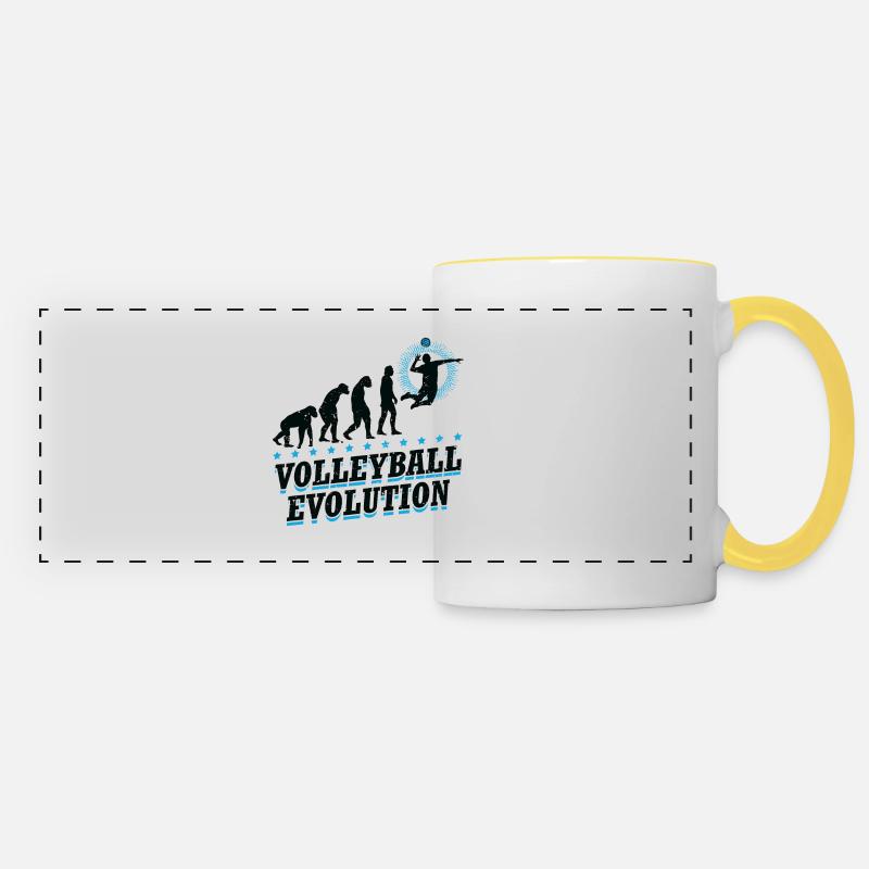 Evolution Volley-ball Equipe beach volley - Mug panoramique contrasté et blanc - blanc/jaune