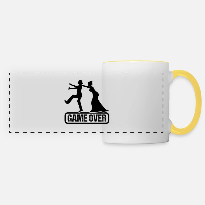 Game Over Wedding - Panoramic Mug - white/yellow