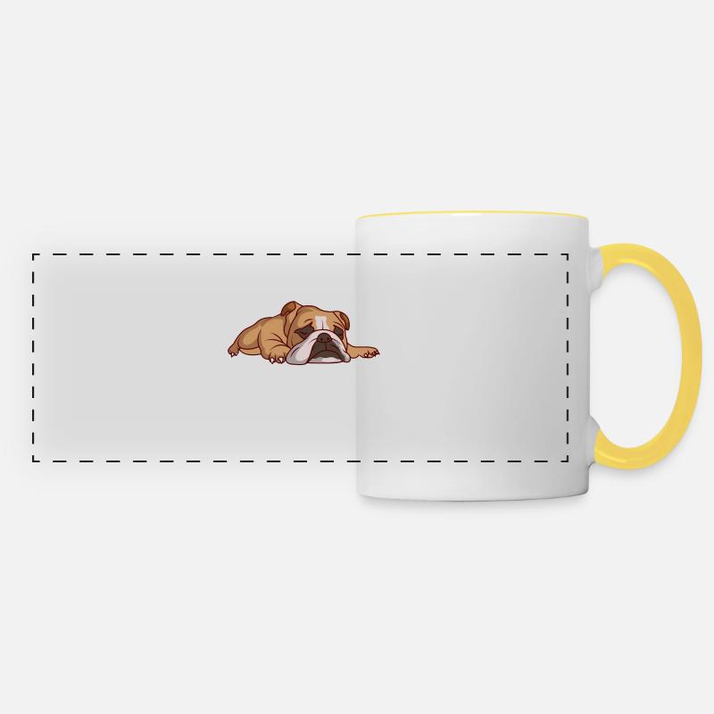 Lazy dog Nope Bulldog - Panoramic Mug - white/yellow