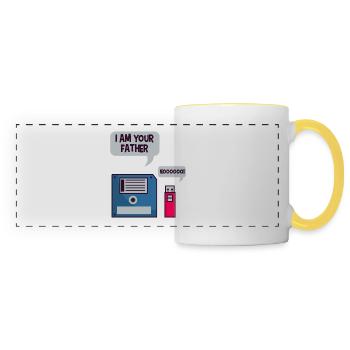 Disquette USB chemise geek ordinateur nerd drôle - Mug panoramique contrasté et blanc - blanc/jaune - Devant