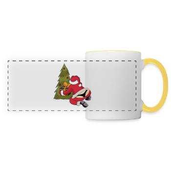Cadeau de sapin de Noël de chaîne de père Noël - Mug panoramique contrasté et blanc - blanc/jaune - Devant