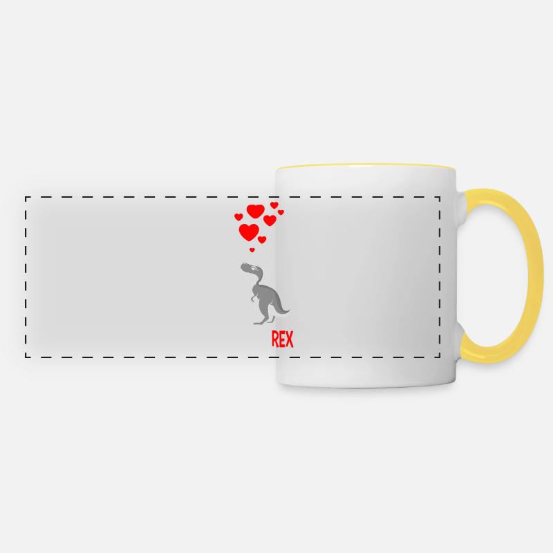 Maman dinosaure de grossesse - Mug panoramique contrasté et blanc - blanc/jaune