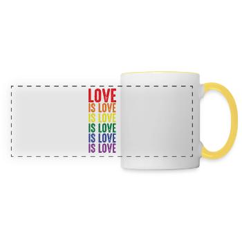 Love Is Love Is Love Is Love LGBTQ Pride - Mug panoramique contrasté et blanc - blanc/jaune - Devant