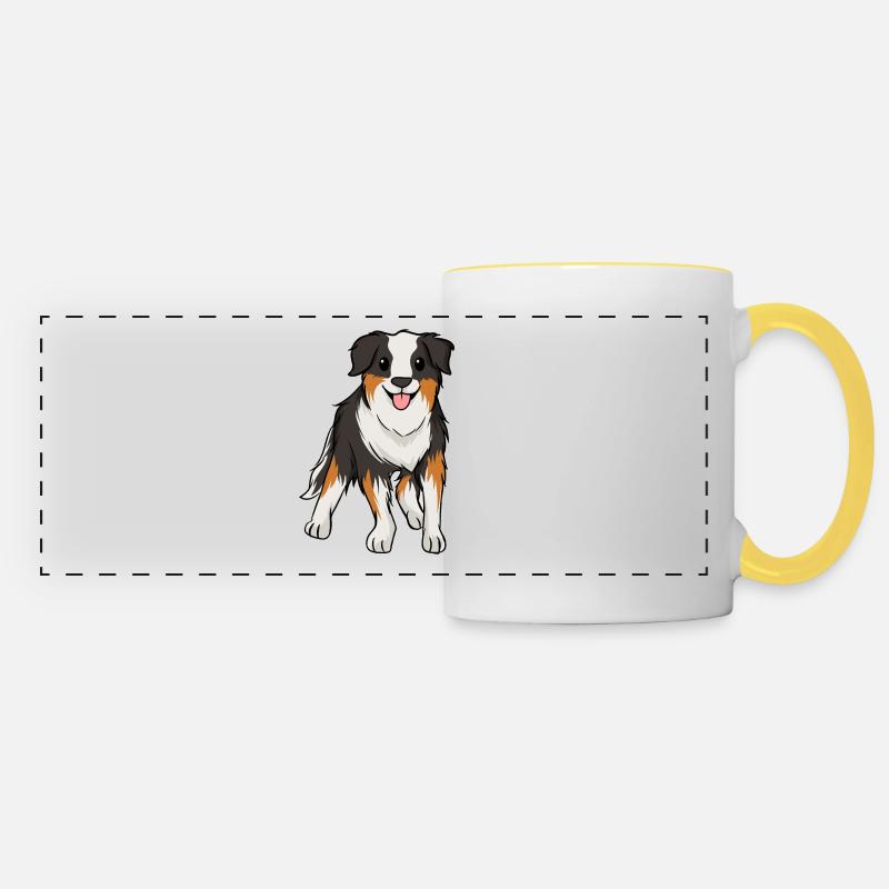 Berger australien - Mug panoramique contrasté et blanc - blanc/jaune