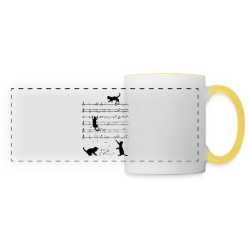 Katzen Musik Noten - Panoramatasse - Weiß/Gelb - Vorne