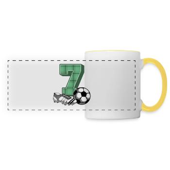 7. Geburtstag Fussball Jungen 7 Jahre Fussballer - Panoramatasse - Weiß/Gelb - Vorne