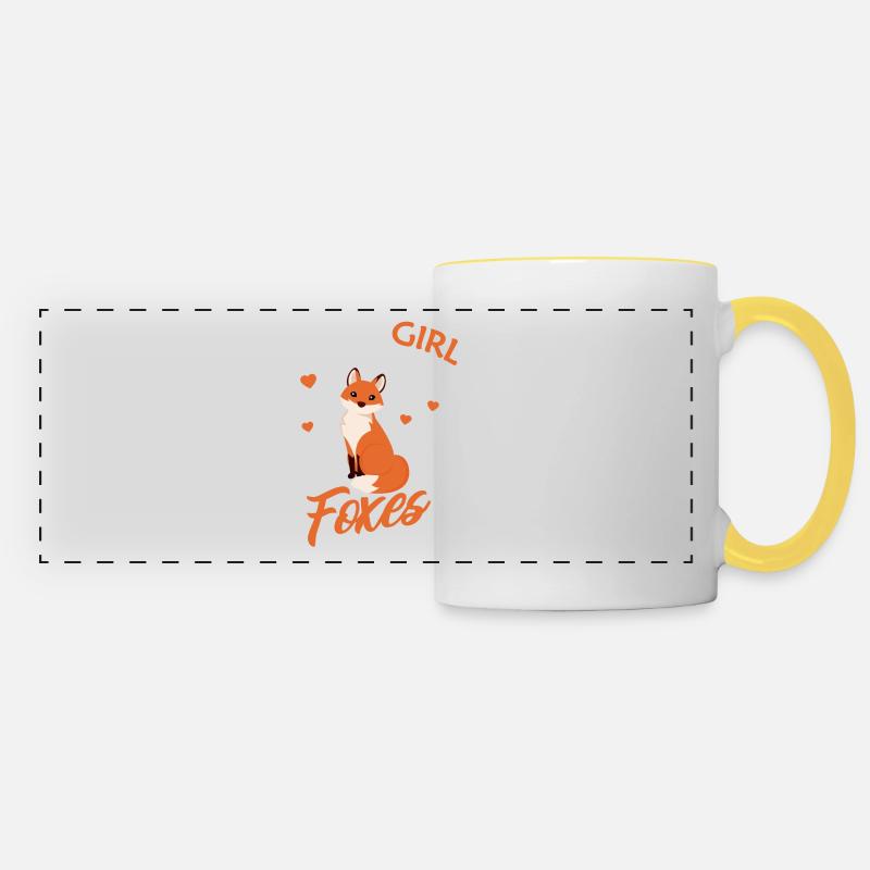 Fuchs Mädchen lustiger Spruch Geschenk - Panoramatasse - Weiß/Gelb