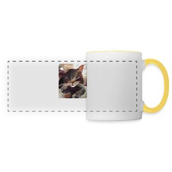 Chat, des phrases drôles - Mug panoramique contrasté et blanc - blanc/jaune - Devant