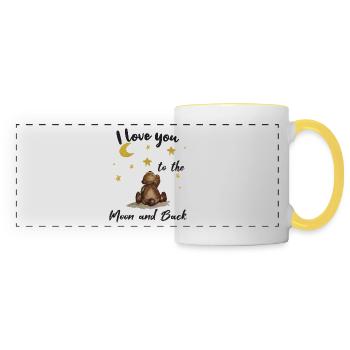 Je t'aime à la lune et retour petit ours - Mug panoramique contrasté et blanc - blanc/jaune - Devant