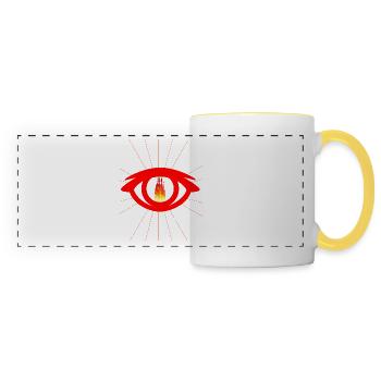 Eye Satan Devil Devil Flame Satanic - Panoramic Mug - white/yellow - Front
