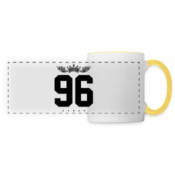 96 Couronne numérique - Mug panoramique contrasté et blanc - blanc/jaune - Devant