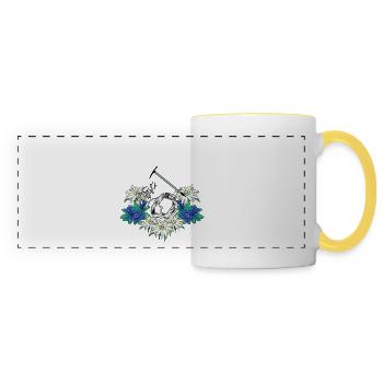 Alpen Gentian Edelweiss Mountaineers Climbing Mountains - Panoramic Mug - white/yellow - Front