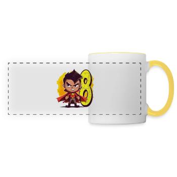 8 ans Super-héros et Action Fête d’anniversaire des enfants - Mug panoramique contrasté et blanc - blanc/jaune - Devant