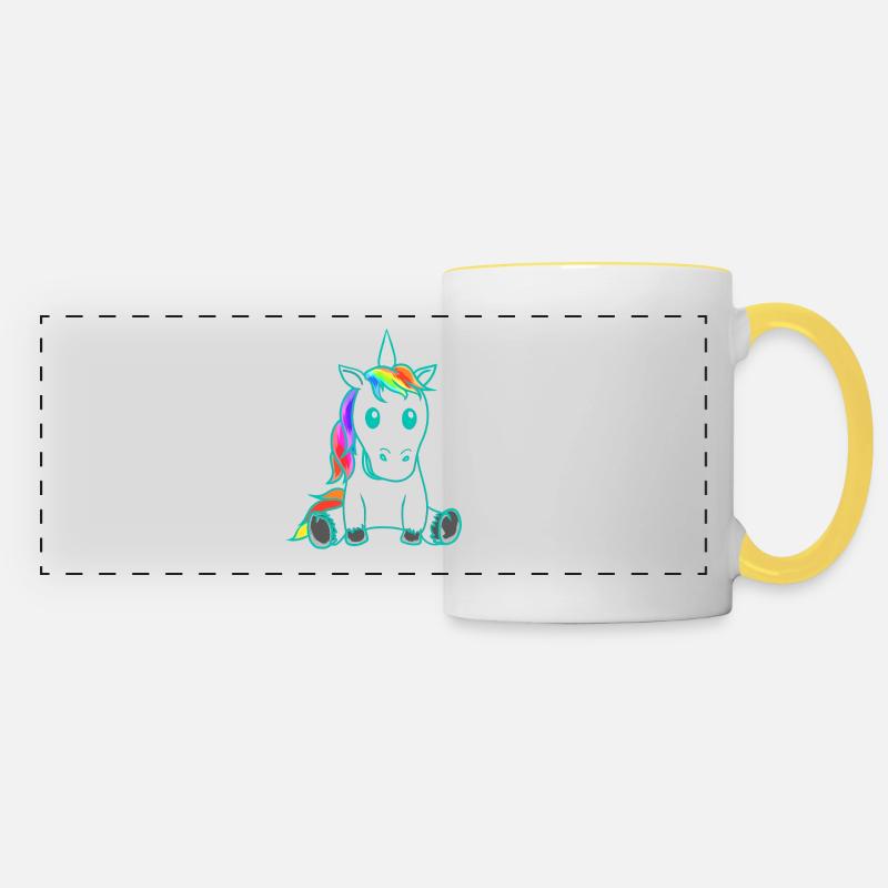 Unicorn Mythical Creature Colorful Retro Vintage 80s - Panoramic Mug - white/yellow