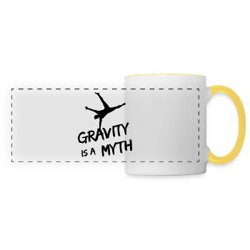 Gymnastics, Gravity is a Myth - Gymnast - Panoramic Mug - white/yellow - Front
