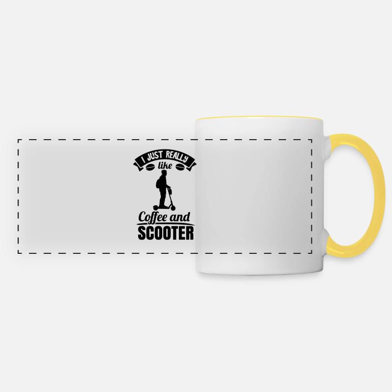 E-Roller E-Scooter Roller Electric Scooter Roller - Panoraamamuki - valkoinen/keltainen