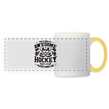 Cadeau sportif d’équipe du club de hockey sur glace - Mug panoramique contrasté et blanc - blanc/jaune - Devant