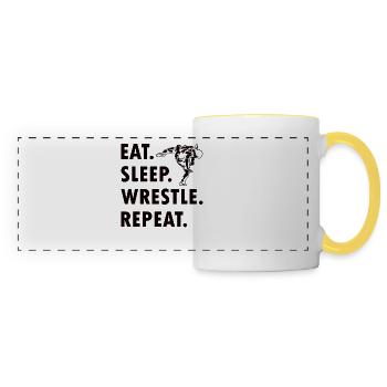 Lutte Lutte Cadeau de lutteur lutteur - Mug panoramique contrasté et blanc - blanc/jaune - Devant