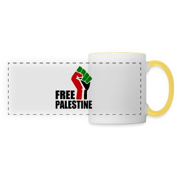Free palestine - Panoramatasse - Weiß/Gelb - Vorne