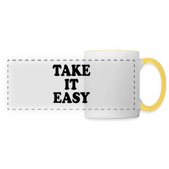 Take it easy - Mug panoramique contrasté et blanc - blanc/jaune - Devant