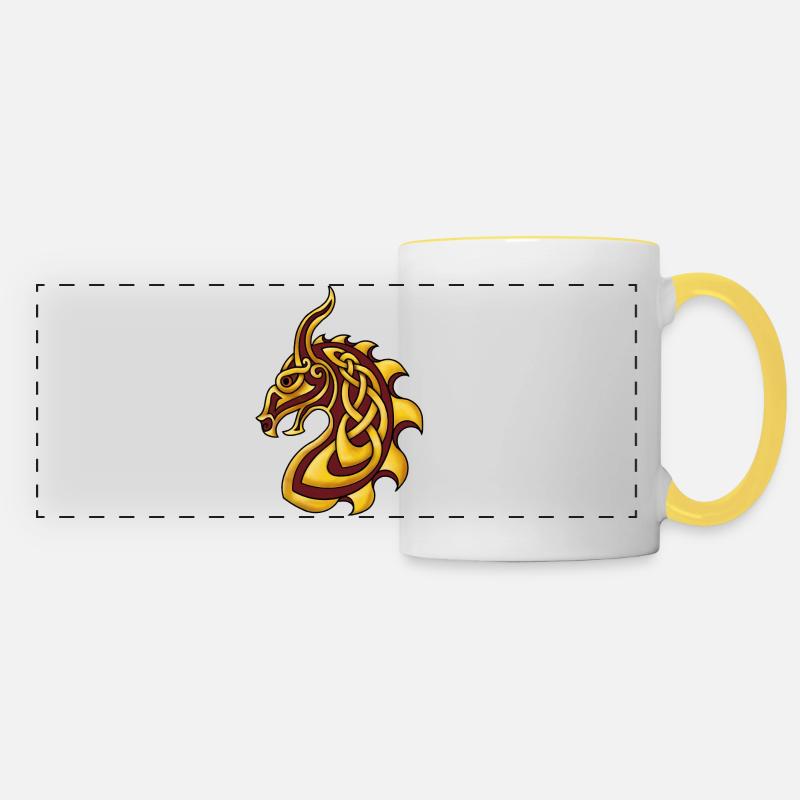 Celtic Dragon Red Gold - Panoramic Mug - white/yellow