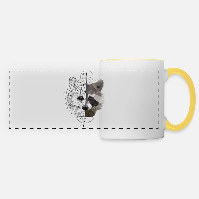 Low Poly Art Raccoon Racoon Cool Polygon Tattoo - Panoramic Mug - white/yellow