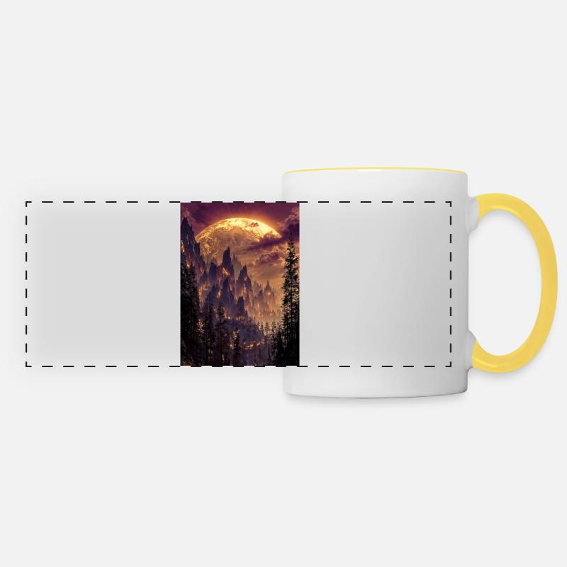Fiery Summit at Dusk - Panoramic Mug - white/yellow