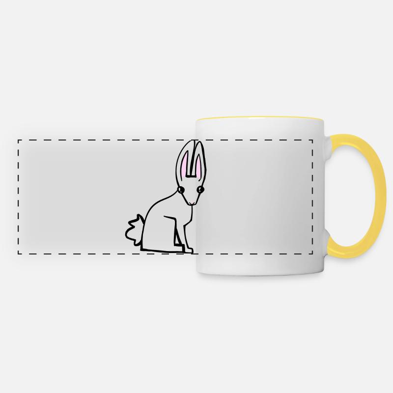 white bunny - Panoramic Mug - white/yellow